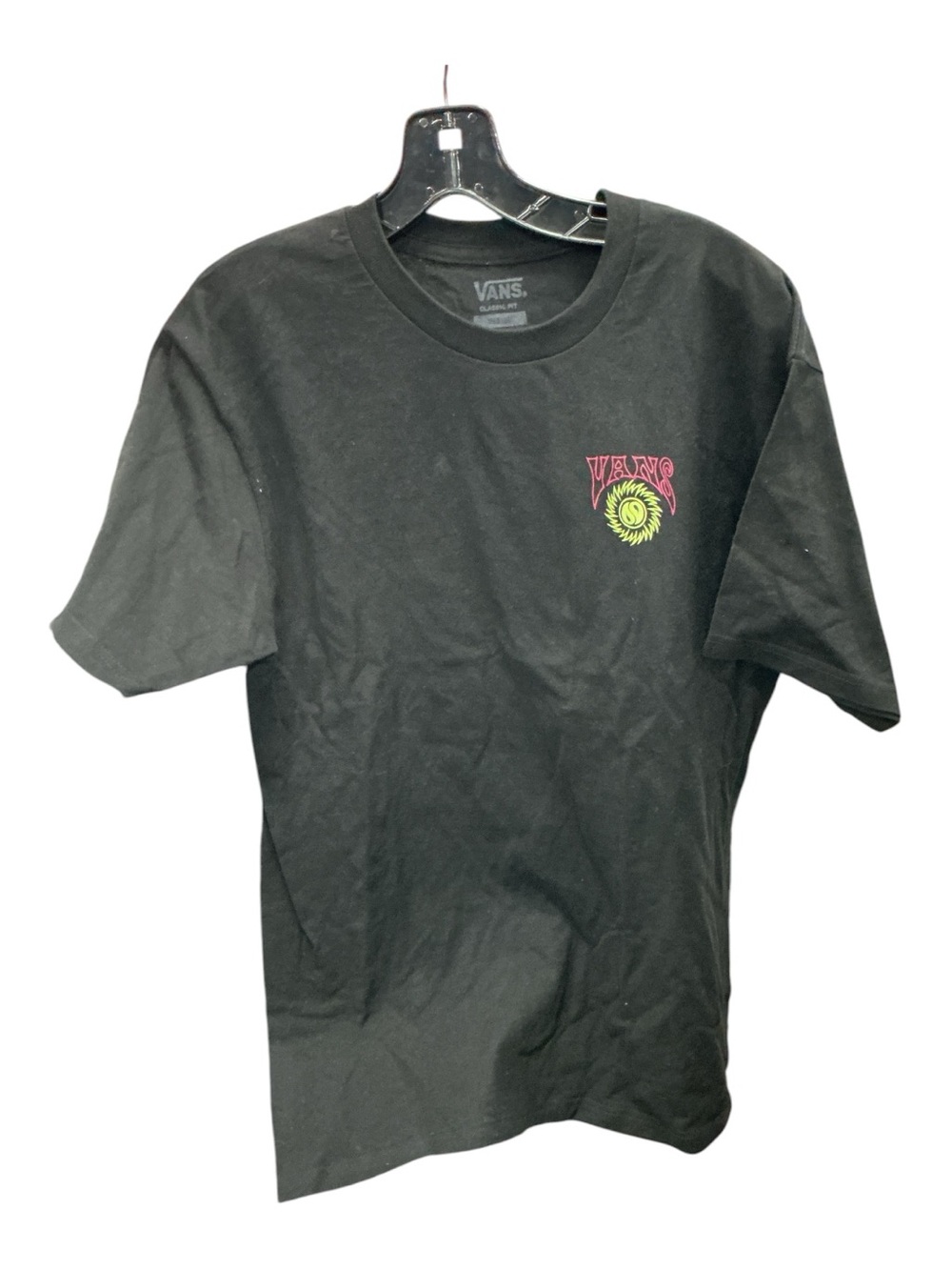 Vans Black Short-Sleeve Tee with Neon Sun Chest Graphic